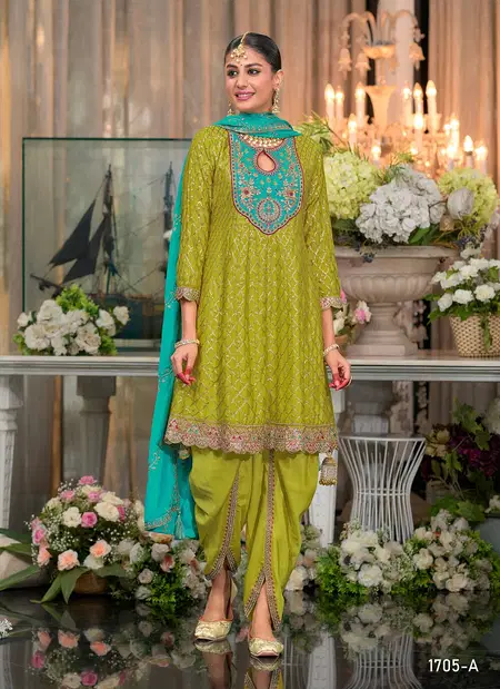 Eba 1705 Chinon With Embroidery Siquance Work Punjabi Patiyala Suits Bulk Orders In India